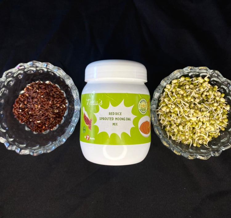 Sprouted green gram and red rice powder